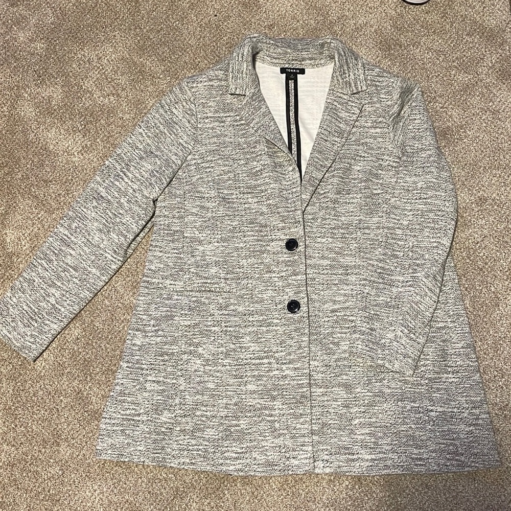 PLUS SIZE Torrid Black/grey/white twill blazer (Size 2; 18-20)